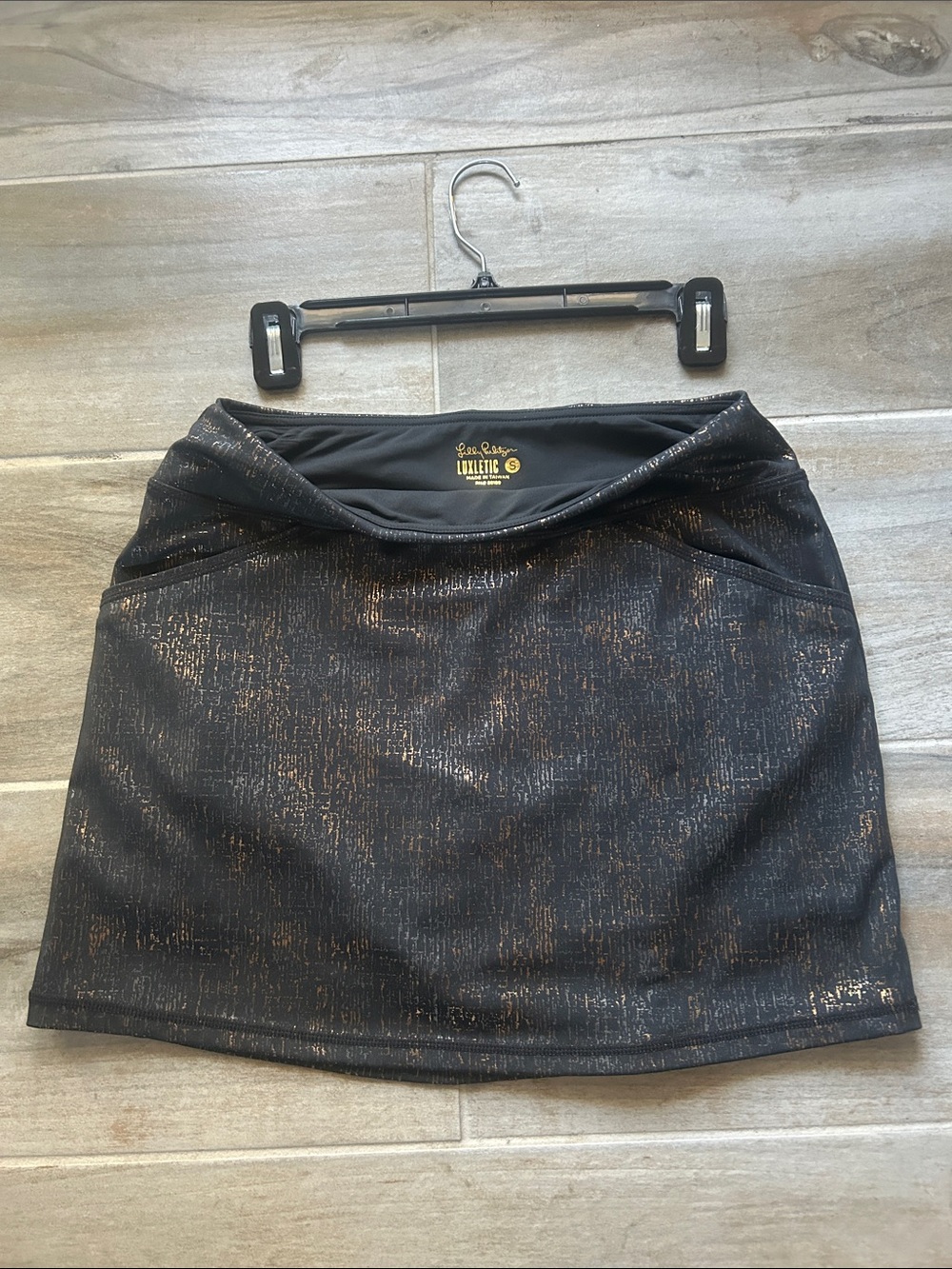 Lilly Pulitzer Black Mini Skort with Subtle Gold Metallic Accent